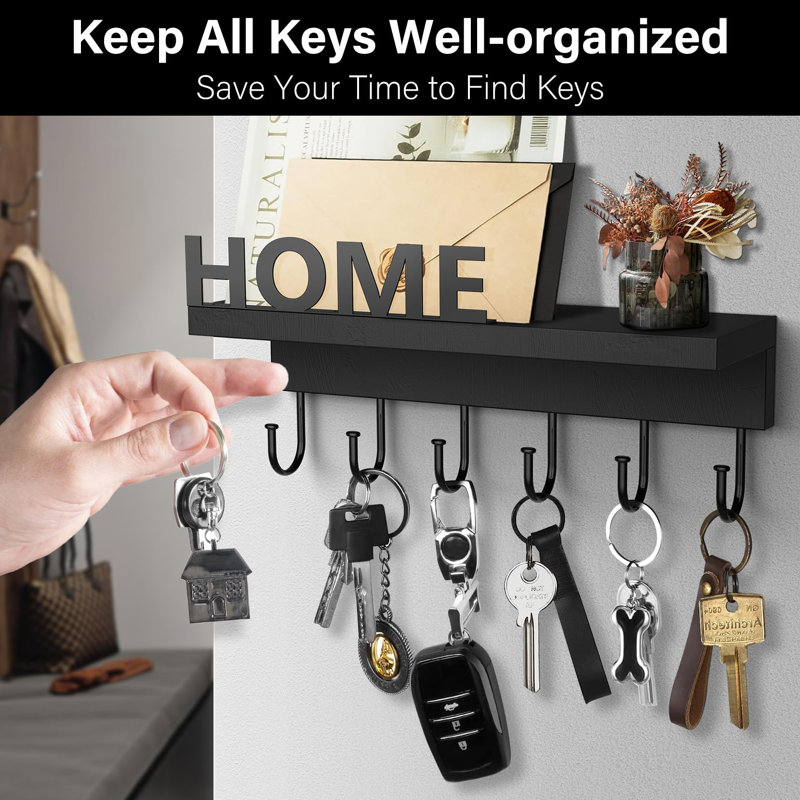 Key Holder Wall Mount Key Hooks Entryway Shelf