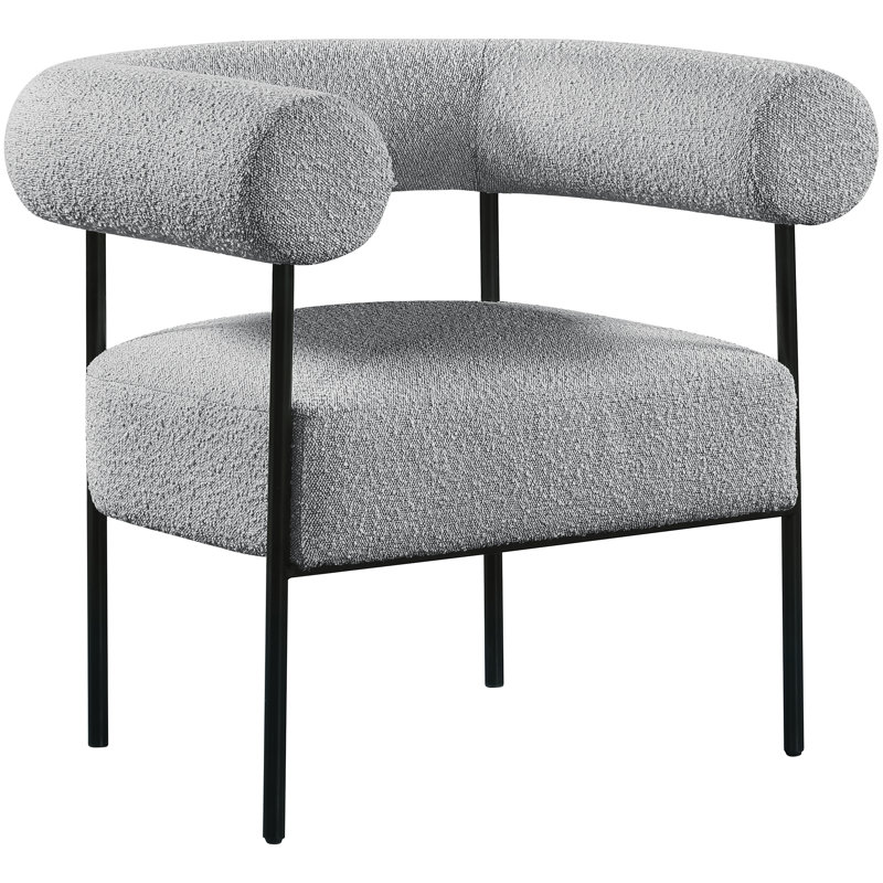 Fauteuil Alyster, Tissu gris bouclé