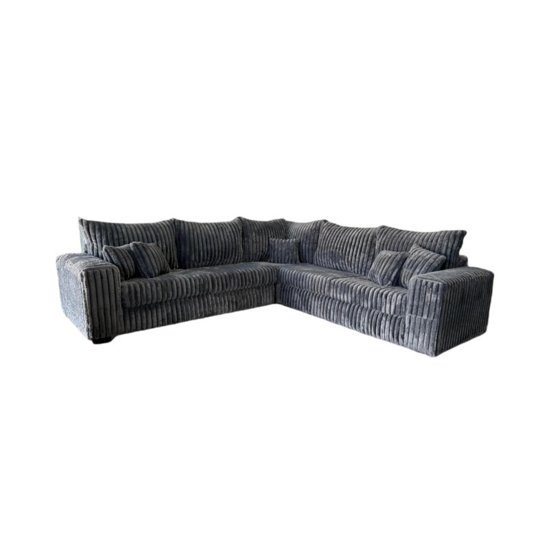 Canapé modulaire S345 Crespi, Velours côtelé noir, Noir, noir, noir, noir