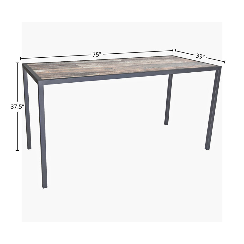Quadra Outdoor Rectangle Counter Table, Pallazo White, Carbon Black, 33" W x 75" L x 37.5" H