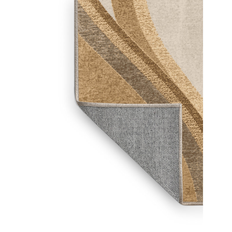 Machine Washable Myrtlewood St Patties Modern & Contemporary Abstract Rug in Beige – Beige Binding, 5x7