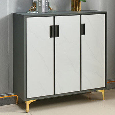Gray + White Aluminum Shoe Storage