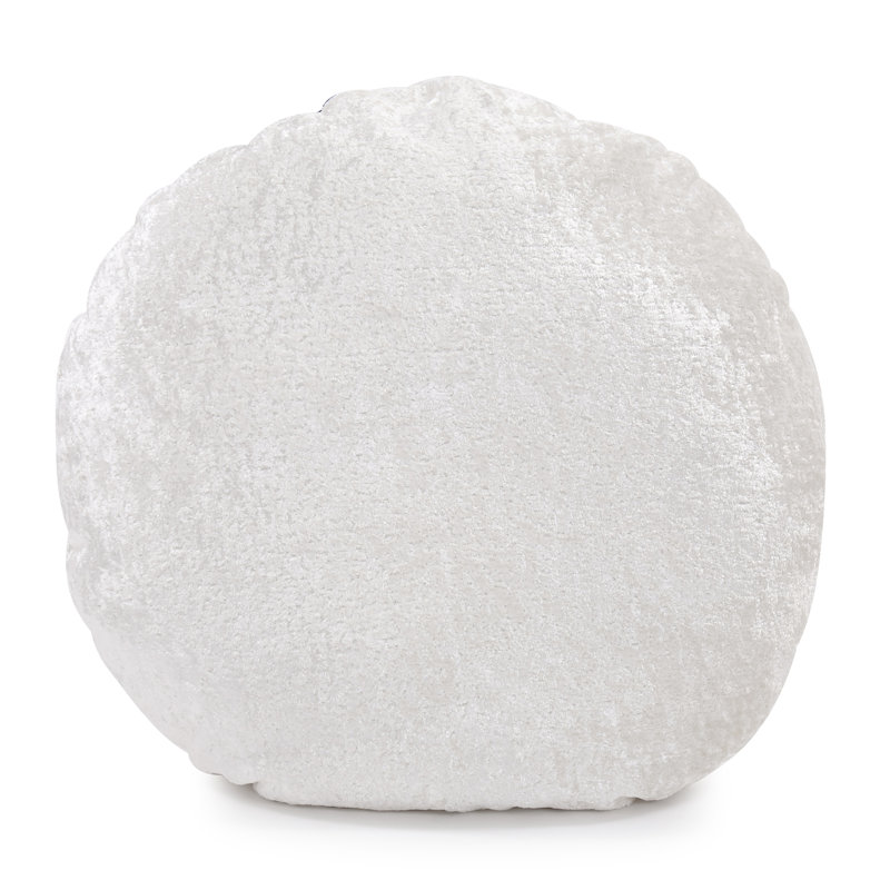 Round Velvet Pillow Cover & Insert, White