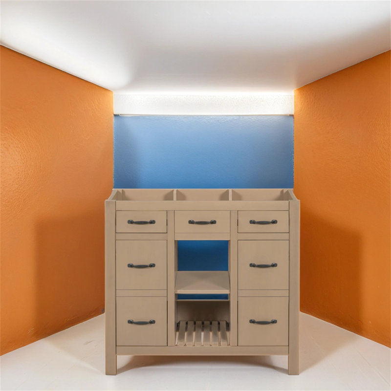 Base de meuble-lavabo simple 35,5 po seulement, Gris