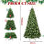 Arbre de Noël 7 pi en PVC pré-éclairé avec 400 lumières, 1072 pointes, fil de mémoire à dépliage automatique, assemblage facile avec support en métal stable-1728758199