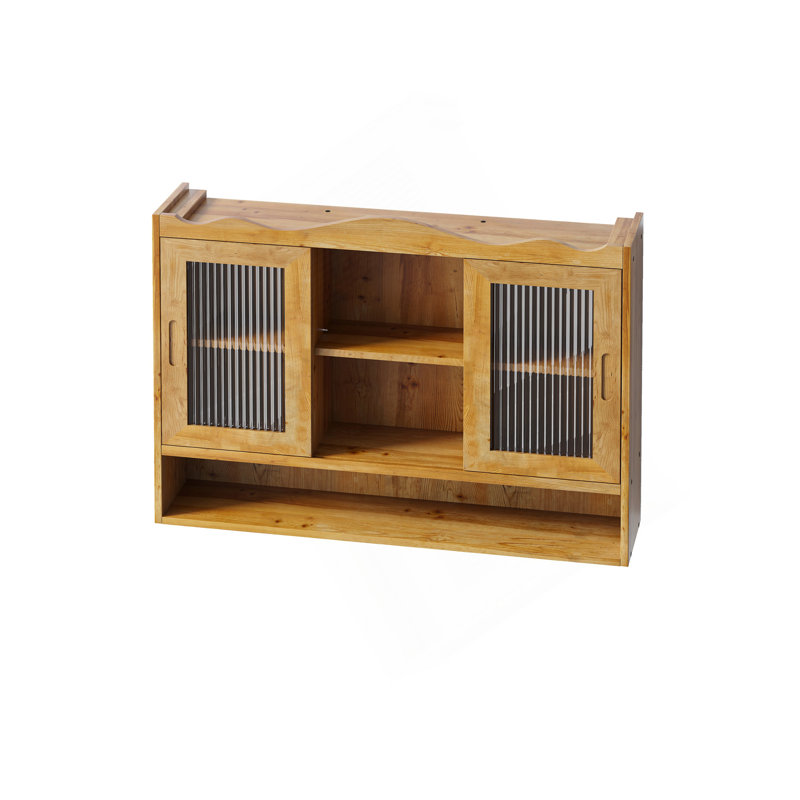 Retro 2 Door Sliding Cabinet with Three Layers of Storage, Perfect for Organized and Stylish Home Spaces, Natural