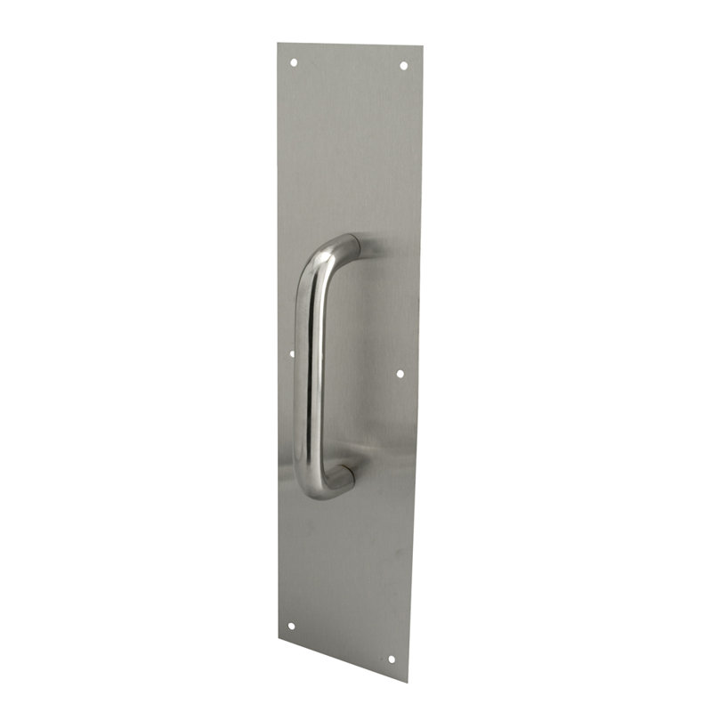 4 x 16 in. Stainless Steel, Round Handle Door Pull Plate (Single Pack), Stainless Steel