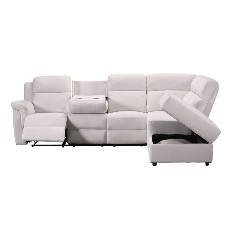 Canapé modulaire rembourré inclinable avec rangement wikieup, Velours beige