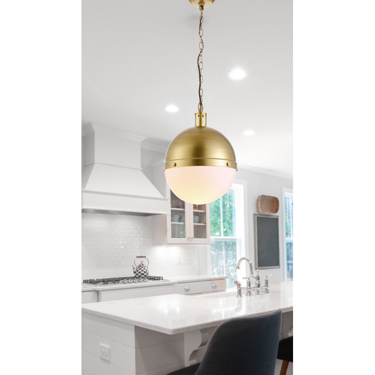 Everly Quinn Gold Metal Island | Kitchen Lamp Single Torino Island 1 Lamp Lamp Pendant Wayfair Shade Globe Acrylic Light