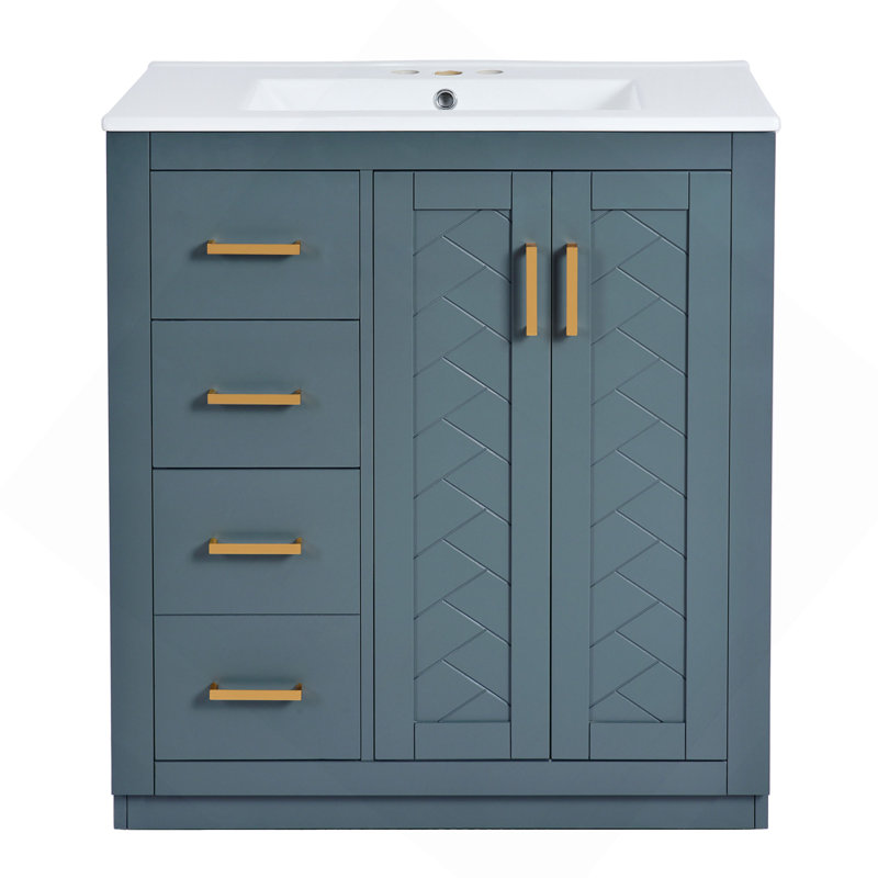 Meuble-lavabo élégant avec lavabo en céramique et grand espace de rangement, un mélange parfait de fonctionnalité et d'esthétique.
