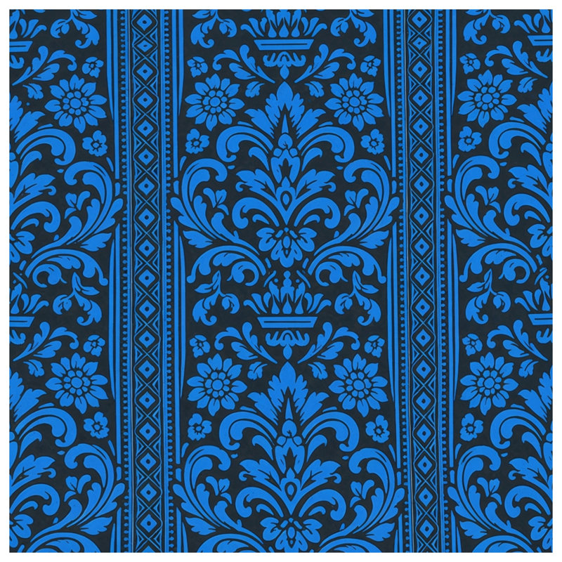Rideaux de douche damassés à motif floral bleu extra longs, 70in W x 93in H