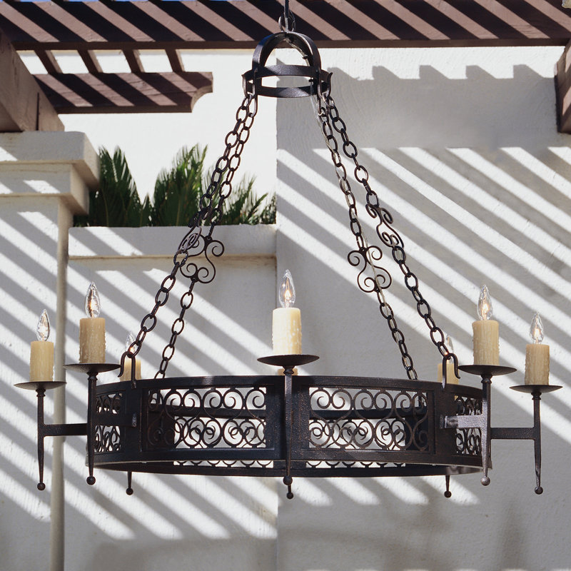 Toscano 8 - Light Chandelier, Blackwash, No Shade