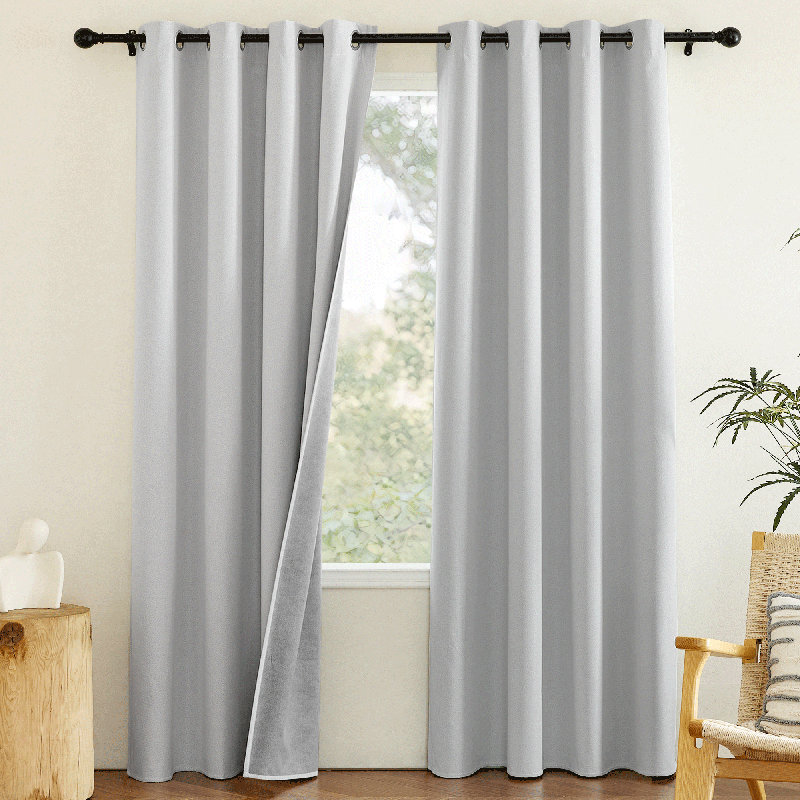 100% Blackout Curtains Linen Texture Room Darkening Thermal Insulating Drapes for Bedroom & Living Room(Set of 2)