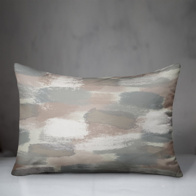 Abstract Outdoor Reversible Throw Pillow, Light Gray