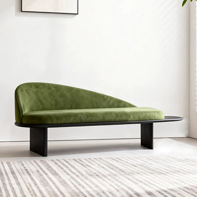 Banc rembourré vert en bois massif