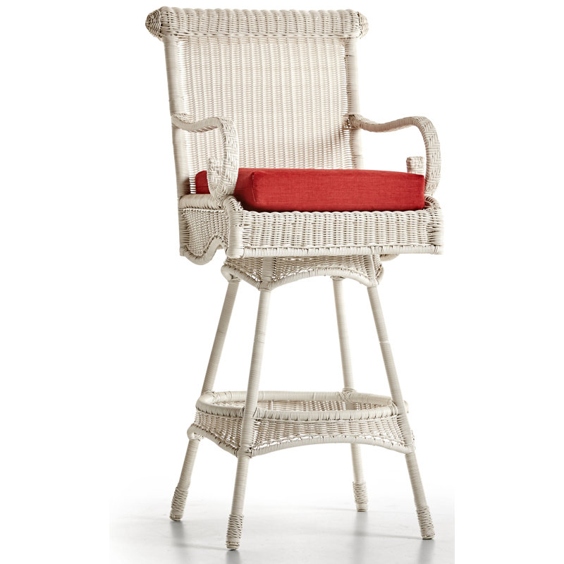Westboro Outdoor Stool with Cushion, Canvas Crimson Sunbrella® Canvas, 30"