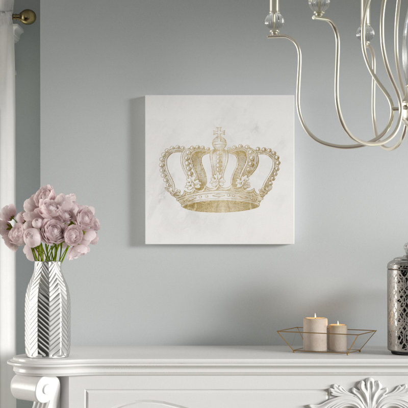 Couronne dorée - reproduction d'impression sur toile tendue, H 40 po x l 40 po, Toile tendue