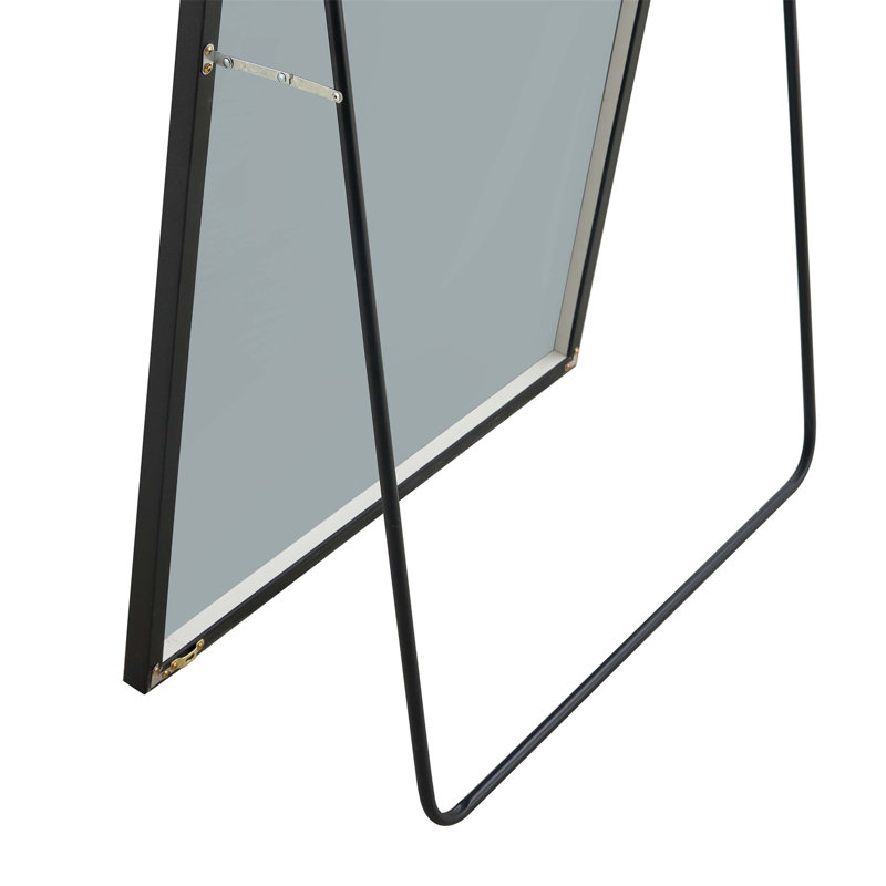 Miroir pleine grandeur noir en bois massif de quatrième génération, parfait pour la décoration de la chambre à coucher, du porche et du magasin de vêtements, sur pied ou au mur.