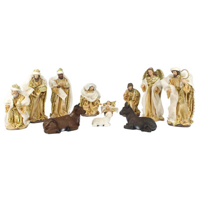 11 Piece 12" Gold Fabric Nativity