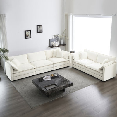 Chenille blanche pour le salon - 2 + 3 places avec siège confort moderne