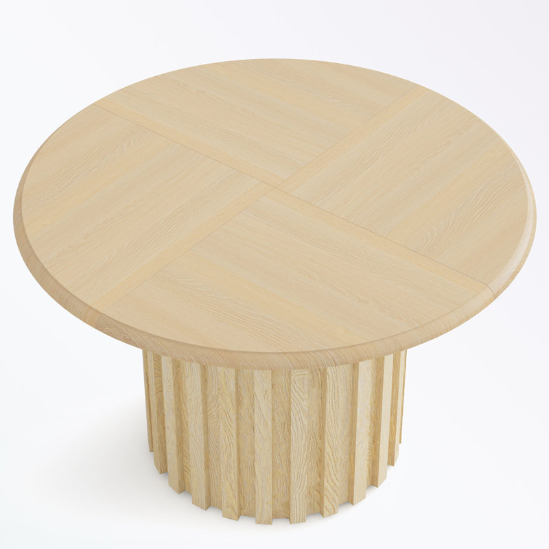 Round Dining Table with Fluted Pedestal Base
