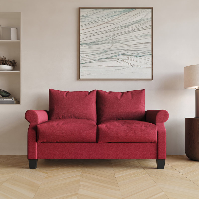 Mayner Fabric Reception Loveseat, Red