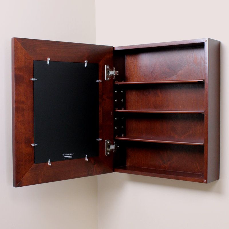 Padua 16.875'' W 19.875'' H Wall Mounted Required Framed Medicine Cabinet Mirror 3 Adjustable, Espresso