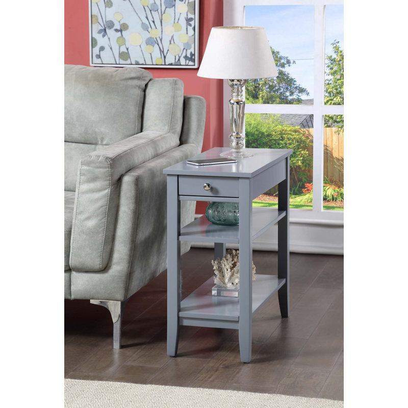 Carbin End Table with Drawer and Shelves, Gray