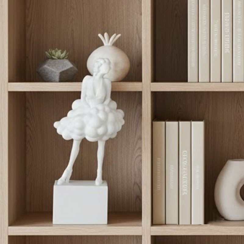Sculpture décorative Hugo Ladylike, sculptée à la main, marbre blanc résine 20 pouces