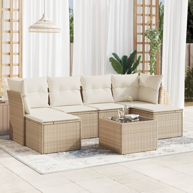 Ensemble de canapé de jardin en rotin PE 7 pièces Vidaxl résistant aux rayons UV