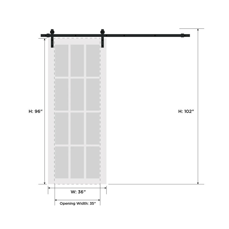 Dalle de porte blanche standard en verre givré Sete, 36 po x 96 po