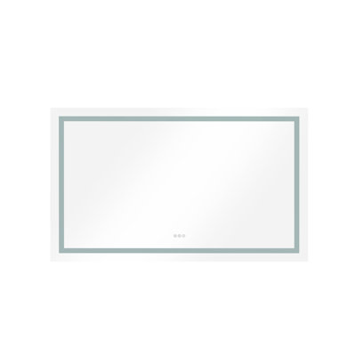 Miroir de salle de bain à DEL 60 po x 36 po, gradation continue 3 couleurs traité au brouillard, fixation murale, verre clignotant à haute définition, miroir en aluminium de 60 à 36 po avec fonction, réglages, intensité variable, meuble-lavabo monté,