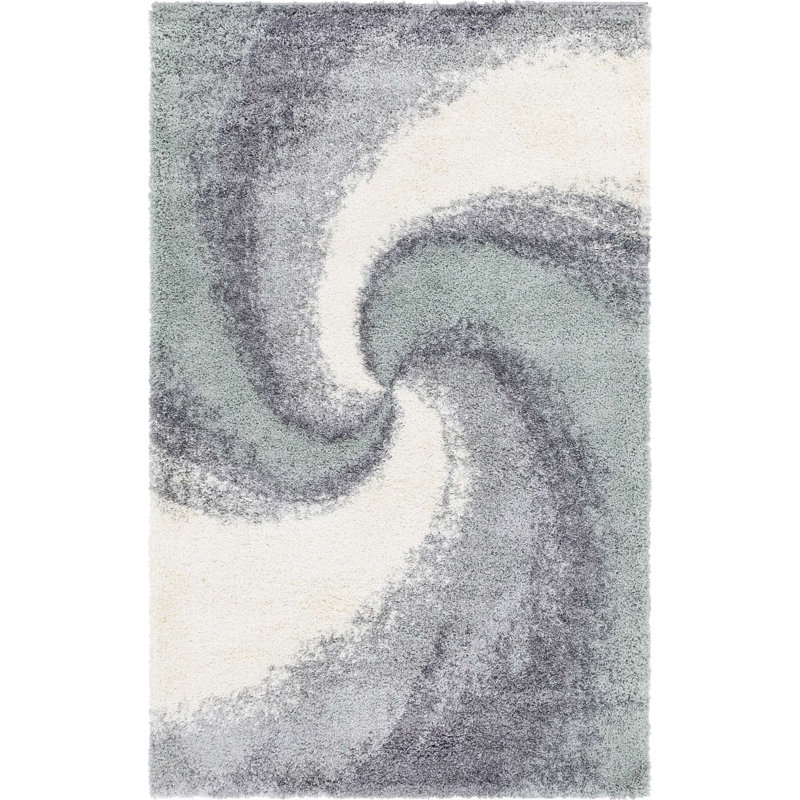 Abstract Indoor Rug, Green/Gray, Rectangle 2' x 2'11"