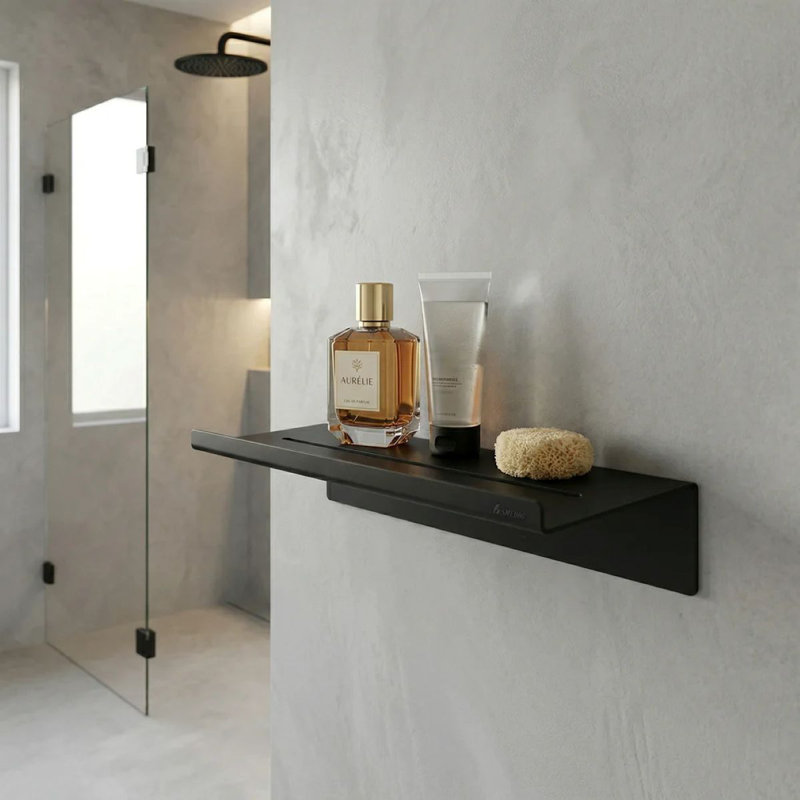 Tablette de douche murale auto-adhésive, Noir mat