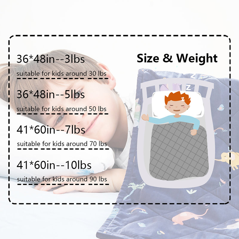 Blue Twin Kids Weighted Blanket with Animal Patterns
