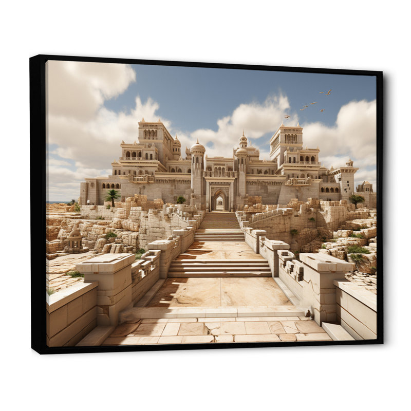 «Hebrew Hebrew Architecture» sur impression sur toile, H 30 po x l 40 po x P 1,5 po, Cadre flottant noir
