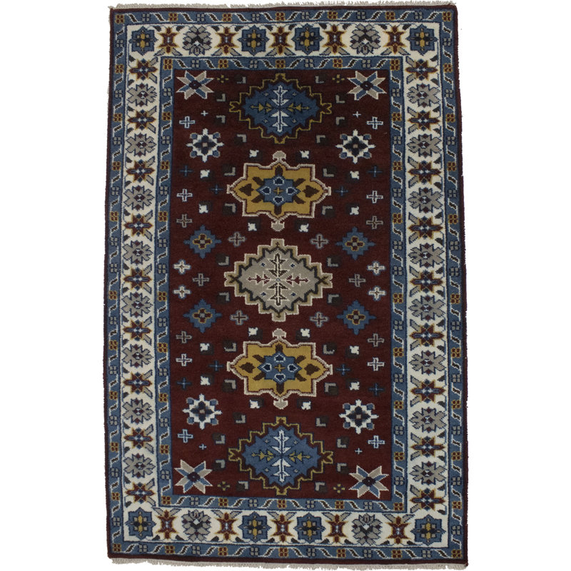 Tapis décoratif rouge vin nouée à la main oriental
