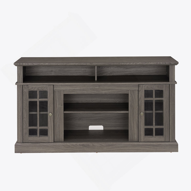 Meuble télé classique classique pour téléviseur de 65 po ou moins avec ouverture, Noyer foncé