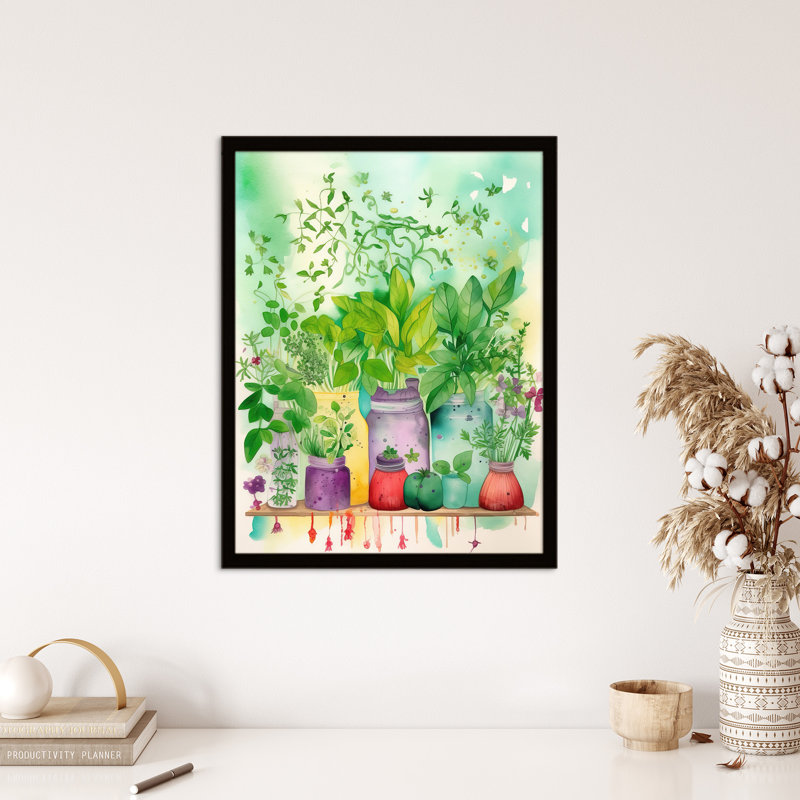 The Herb Shelf Folk Bright Kitchen Artwork - Single Picture Frame Print