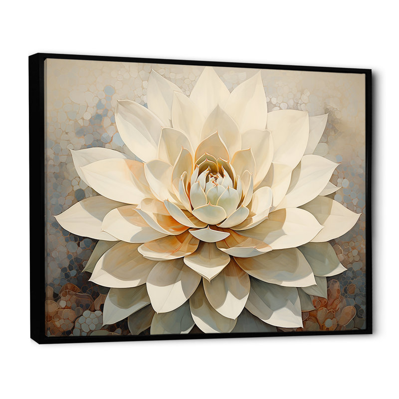 " Beige Succulent Soft Bloom ", Black Floater Framed, 34" H x 44" W x 1.5" D