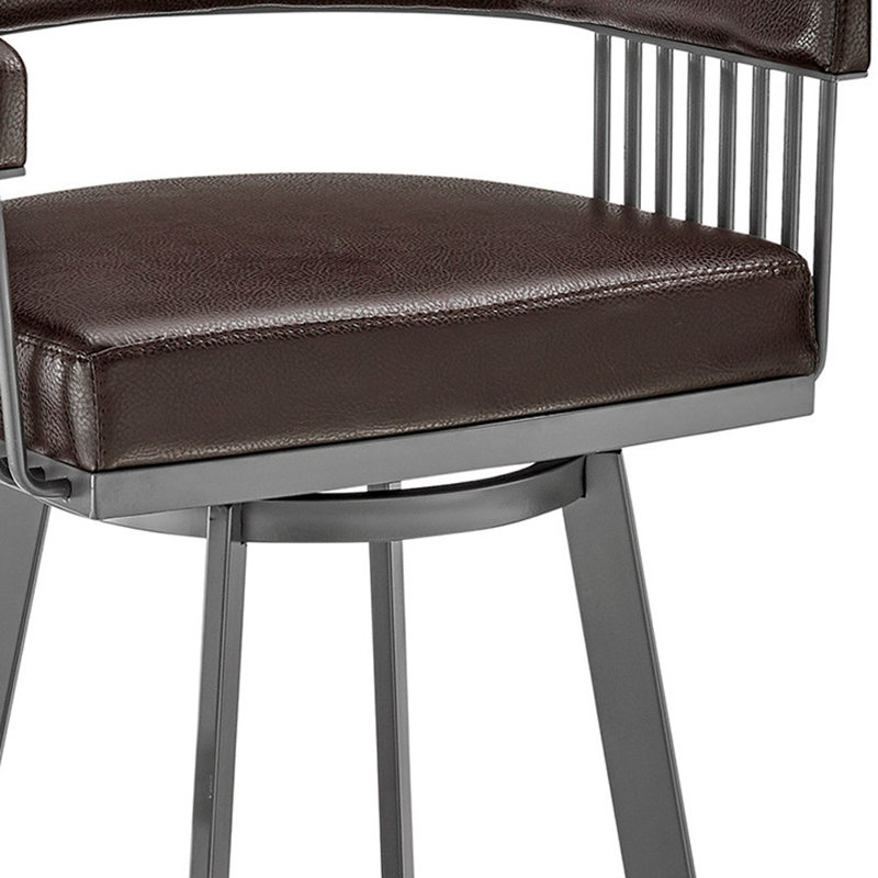 Tabouret de bar pivotant en similicuir Mod, Tabouret de comptoir (siège d'une hauteur de 25 p, Siège chocolat / cadre brun