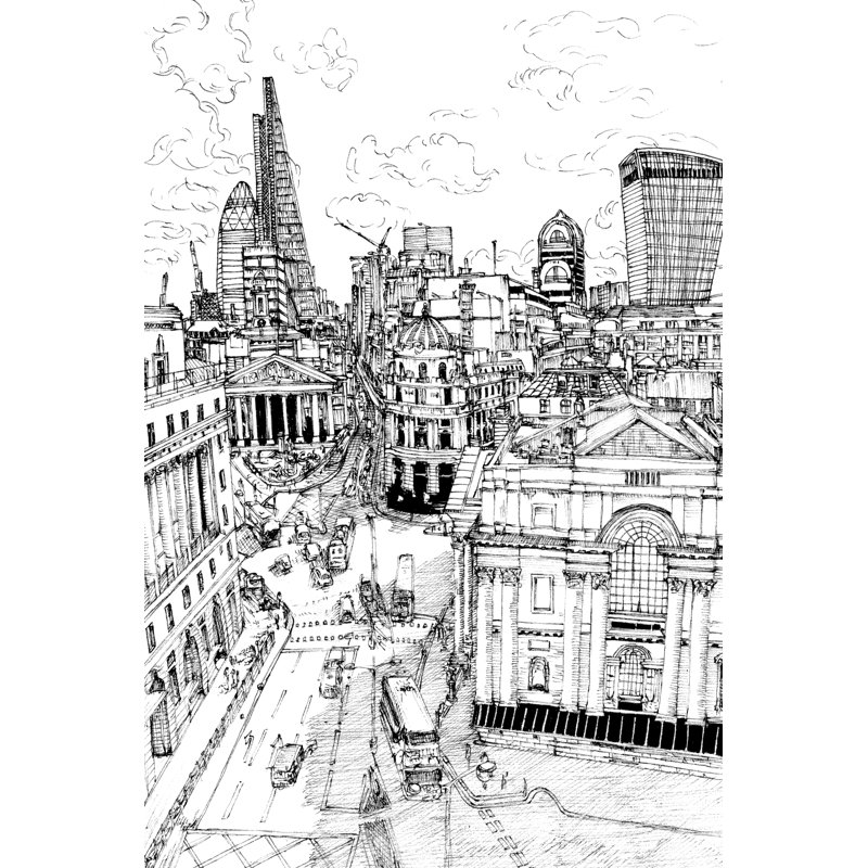 City Scene III - Painting, 122 cm H x 81 cm W, Wrapped Canvas