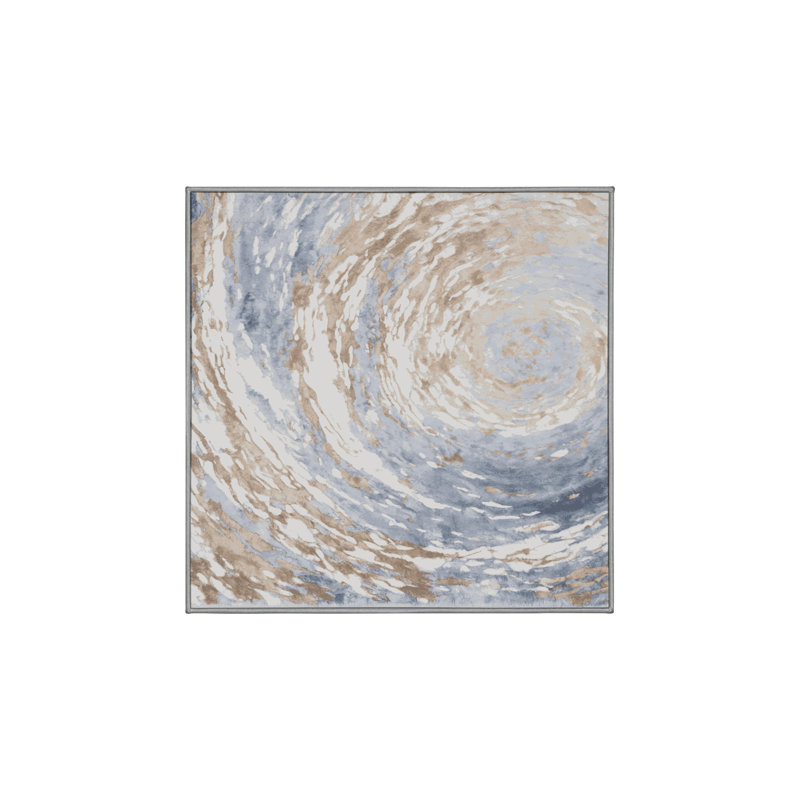 Machine Washable Gray Area Rug, Square 4'