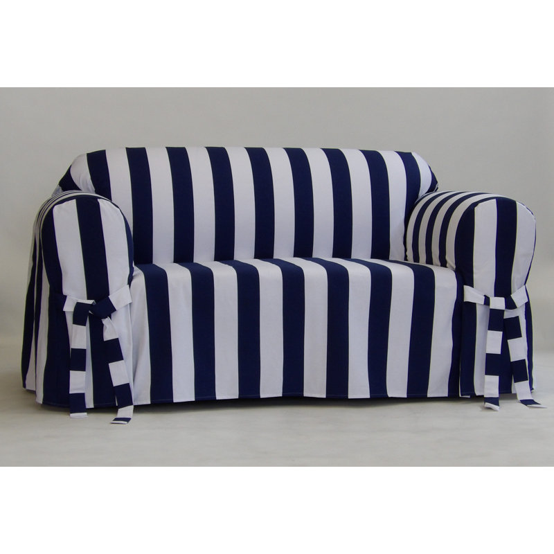 Housse pour coussins à rayures, H 38 po x l 96 po x P 36 po, Bleu marine