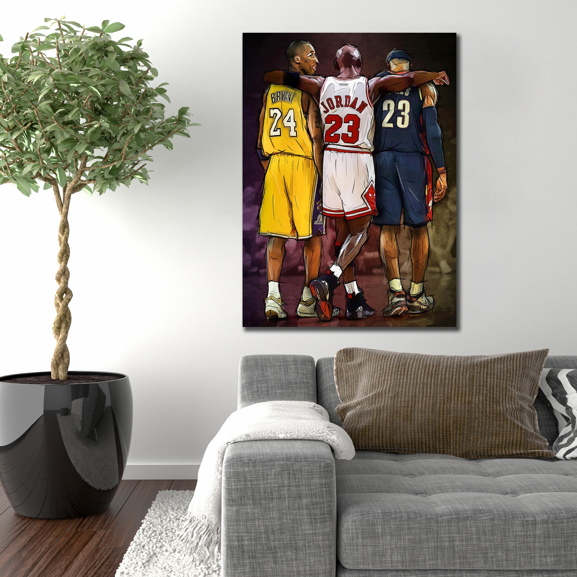 Red Barrel Studio® Michael Jordan Kobe Bryant Lebron James Three Goats NBA  Basketball Sport WallArt Canvas Poster Print Wall Decor On Canvas Print  Wayfair