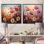 «Pink Crimson Flower Meadow Field», ensemble de 2 collages floraux carrés-1705158233-1705158239