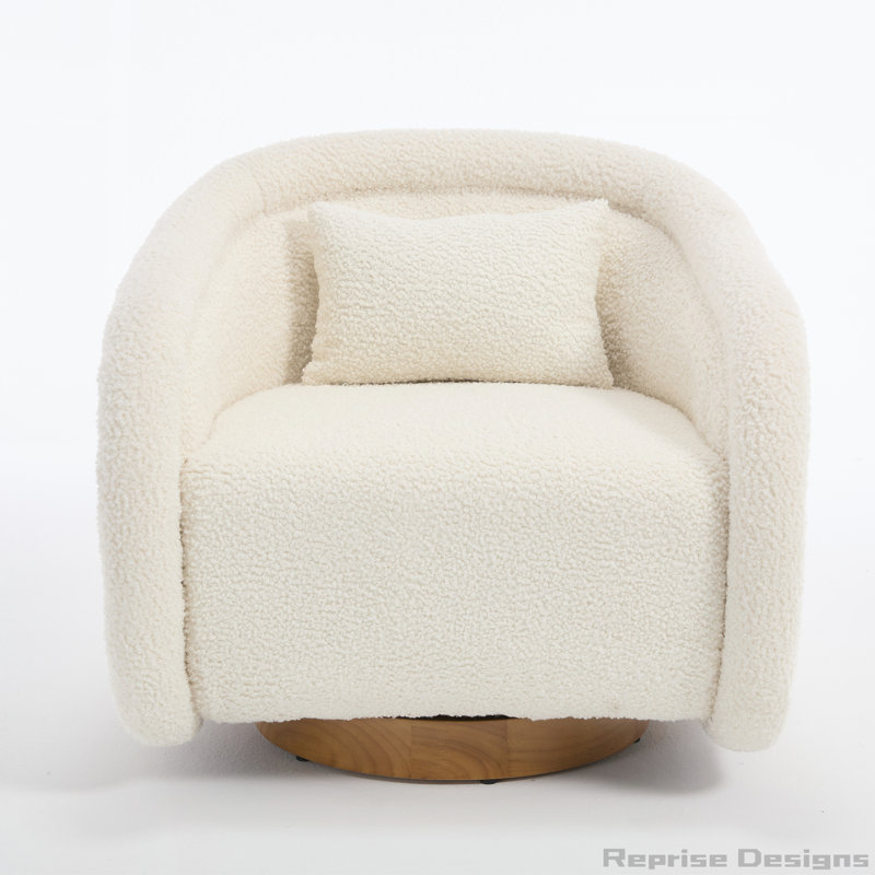 Fauteuil d'appoint pivotant avec revêtement en peluche pour le salon, Tissu en peluche blanc