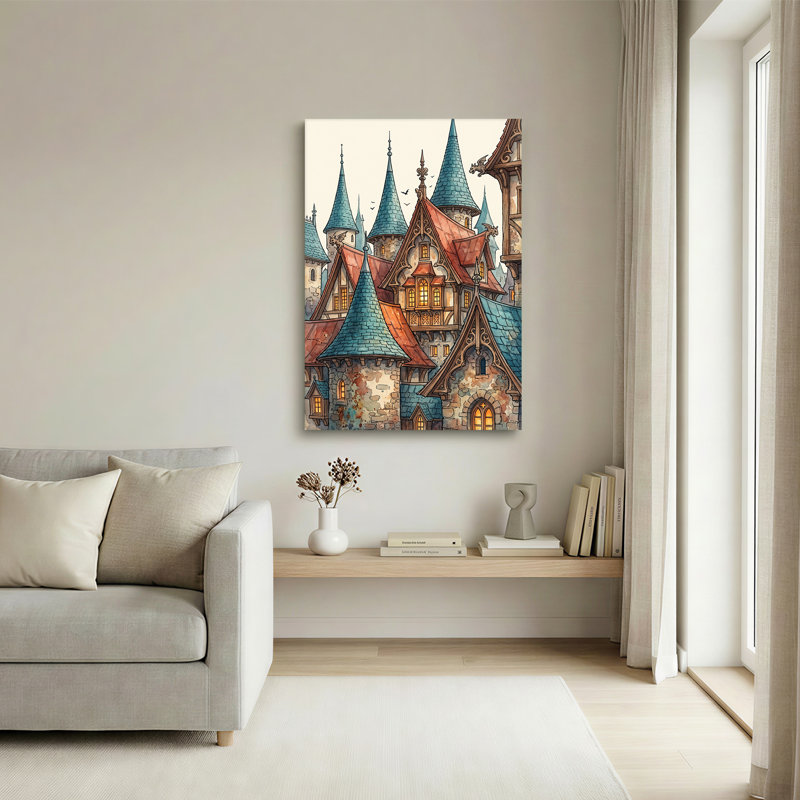 Art mural sur toile, château médiéval, 30"H x 20"W