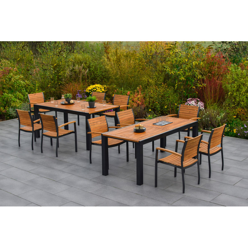 Barile 10 - Person Patio Dining Set with Extendable Rectangular Table