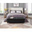 Banc de lit 56,7 po avec rangement en cuir noir-1357790205